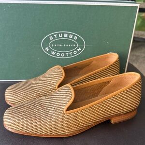 Men’s Size 9 Unisex  Stubbs & Wootton Straw Raffia Slipper with Box